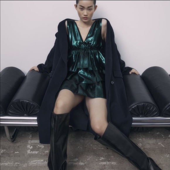 Zara Emerald Green Ruffled Dress - Picture 7 of 16